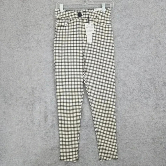 NWT. Zara Women's Checkered High-Rise‎ Legging Pants M 19CT - Picture 1 of 8